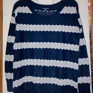 striped, lace sweater